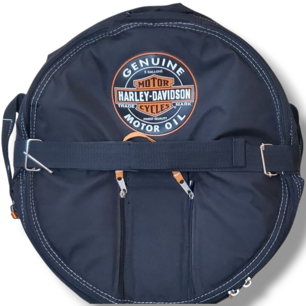 Harley-Davidson Black and Orange Collapsible 24 Pack Oil Can Cooler Bag - Picture 5 of 9